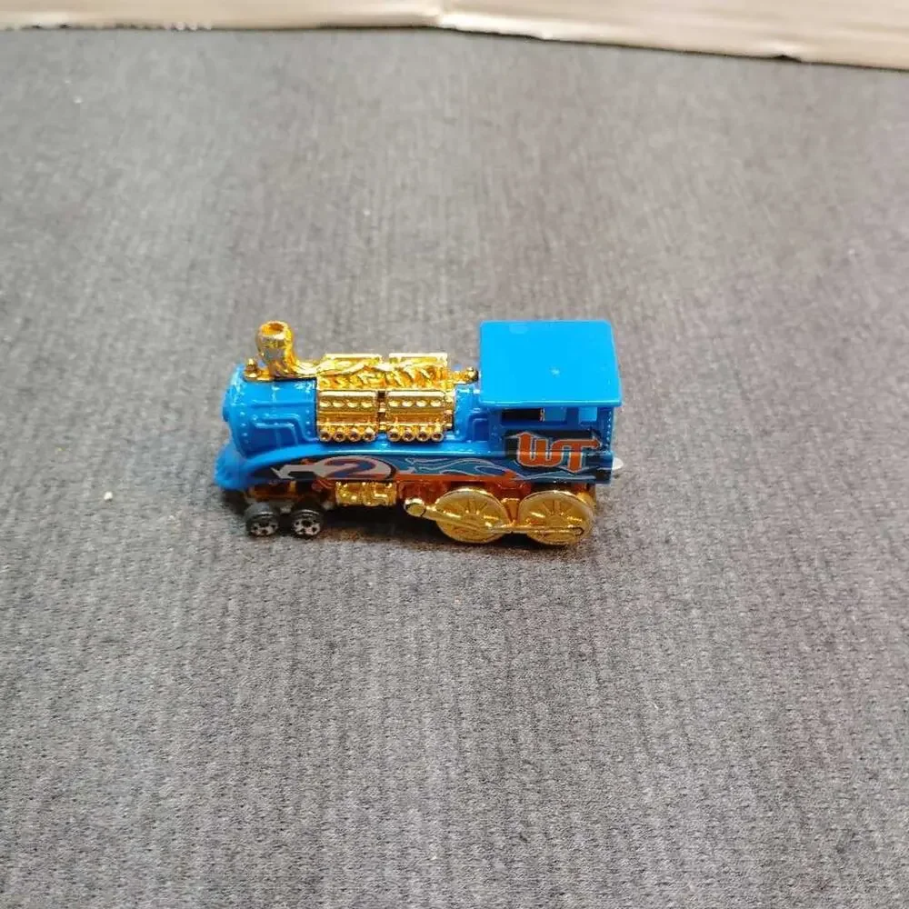 Hot Wheels Train Engine Diecast Car 2007 Blue Gold Flame Rare Collectible